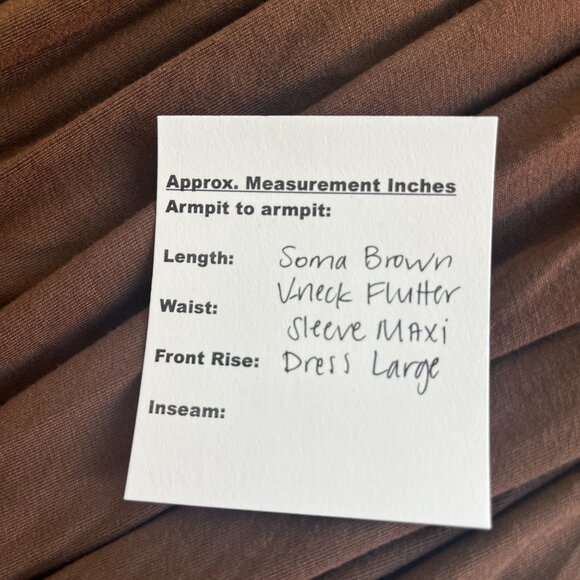 Soma Brown V-Neck Flutter Sleeve MAXI Dress Large - Picture 3 of 3